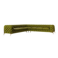 ECKSOFA Chesterfield Olive Schwarz Samt - Goldfarben/Olivgrün, Holz/Textil (323/323cm) - S-Style Möbel