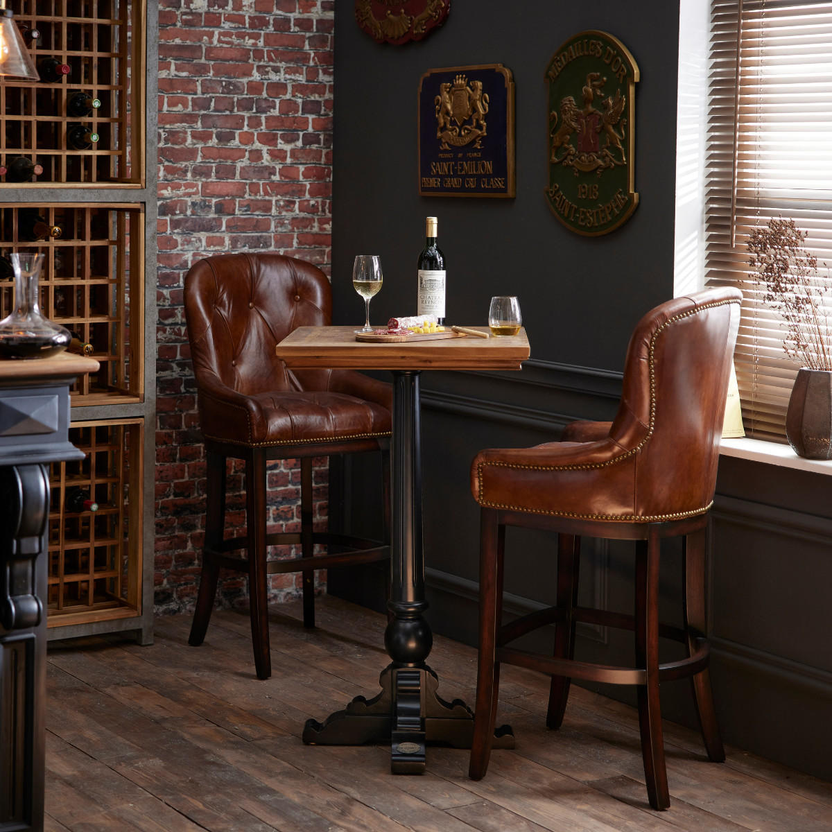 BARHOCKER aus Leder 58/121/52 cm - Beige, Textil (52/121/60cm) - Signature