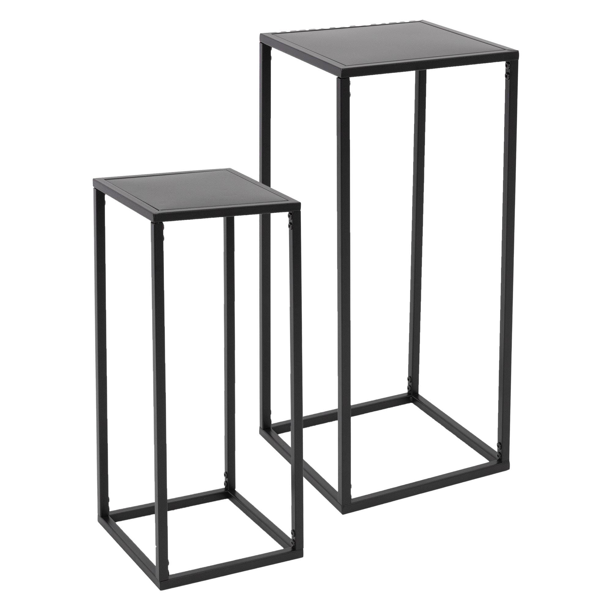 BLUMENSTÄNDER quadrat Schwarz 20/60/20 / 30/70/30 cm 2er Set - Schwarz, Metall (30.0/30.0/70.0cm) - ML-DESIGN