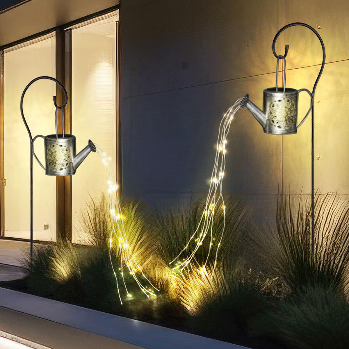 LED AUSSENLEUCHTE Solar Silbern 2er Set - Silberfarben, Metall (10/10/94cm)