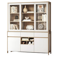 BUFFET weiß, Eiche, Buffetschrank skandinavisch 164 cm mit Soft-Close, Finnes - Eichefarben/Weiß, Glas/Holzwerkstoff (164/195/39cm) - Furn.Design