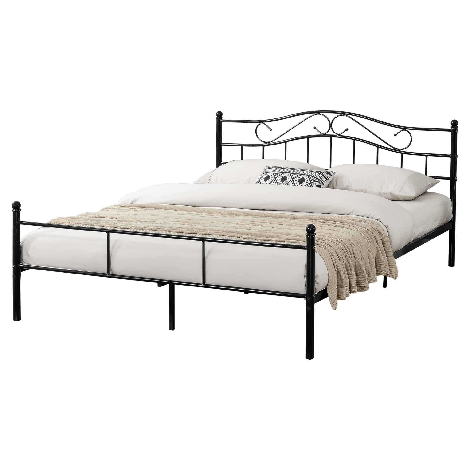 METALLBETT Florenz - Schwarz, Metall (180/200cm) - [en.casa]