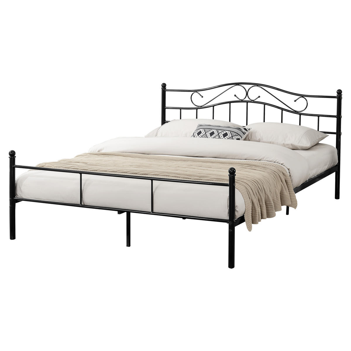 METALLBETT Florenz - Schwarz, Metall (160/200cm) - [en.casa]