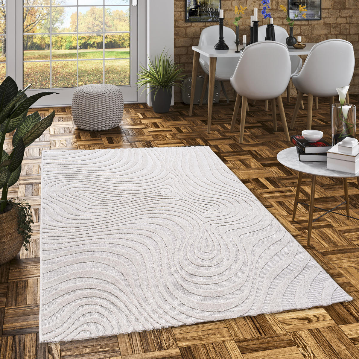IN & OUTDOOR TEPPICH FLACHGEWEBE CLASSY - Weiß, Textil (160/230cm) - Pergamon
