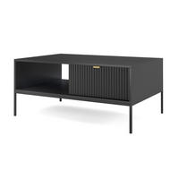 COUCHTISCH 104 cm Galla mit geriffelten Fronten und Schublade, Schwarz - Schwarz, Holz (68/104/46cm) - Emporius