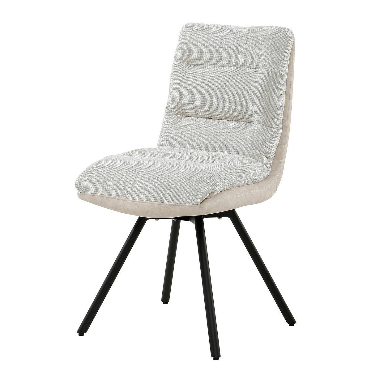 POLSTERSTUHL - 2er-Set - Creme/Schwarz, Textil/Metall (48/95/66cm) - home24