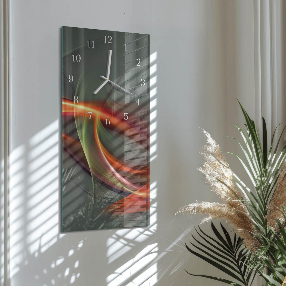 WANDUHR aus Glas 30x60 cm - Muster - Grau, Glas (30/60/0.4cm) - TULUP