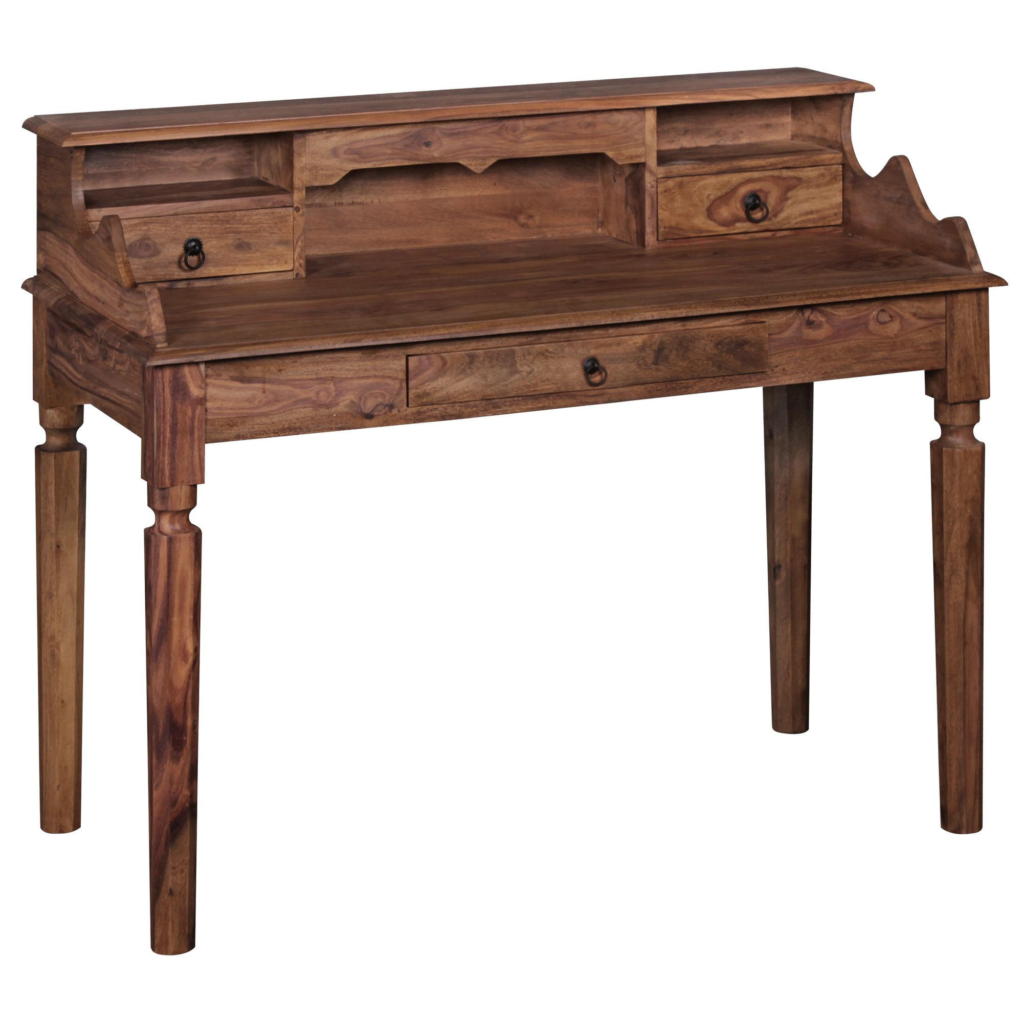 SCHREIBTISCH – Massivholz, 115 cm, Landhausstil, 3 Schubladen, Vintage-Optik - Braun, Holz (60/115/100cm) - KADIMA DESIGN