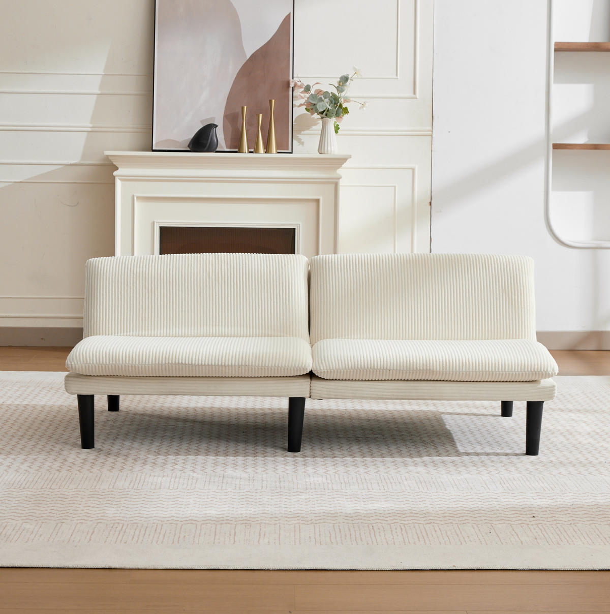 SOFA 2-Sitzer mit verstellbarer Rückenlehne Beige - Beige, Holzwerkstoff (168/67/86cm) - Meubliv
