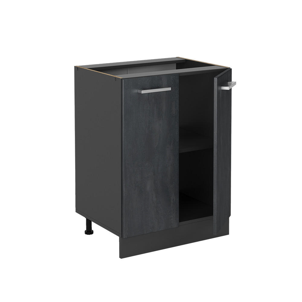 KÜCHENUNTERSCHRANK KÜCHENSCHRANK R-Line Schwarz Beton 60 cm ohne AP - Anthrazit/Schwarz, Holzwerkstoff (60/81.6/46cm) - Vicco