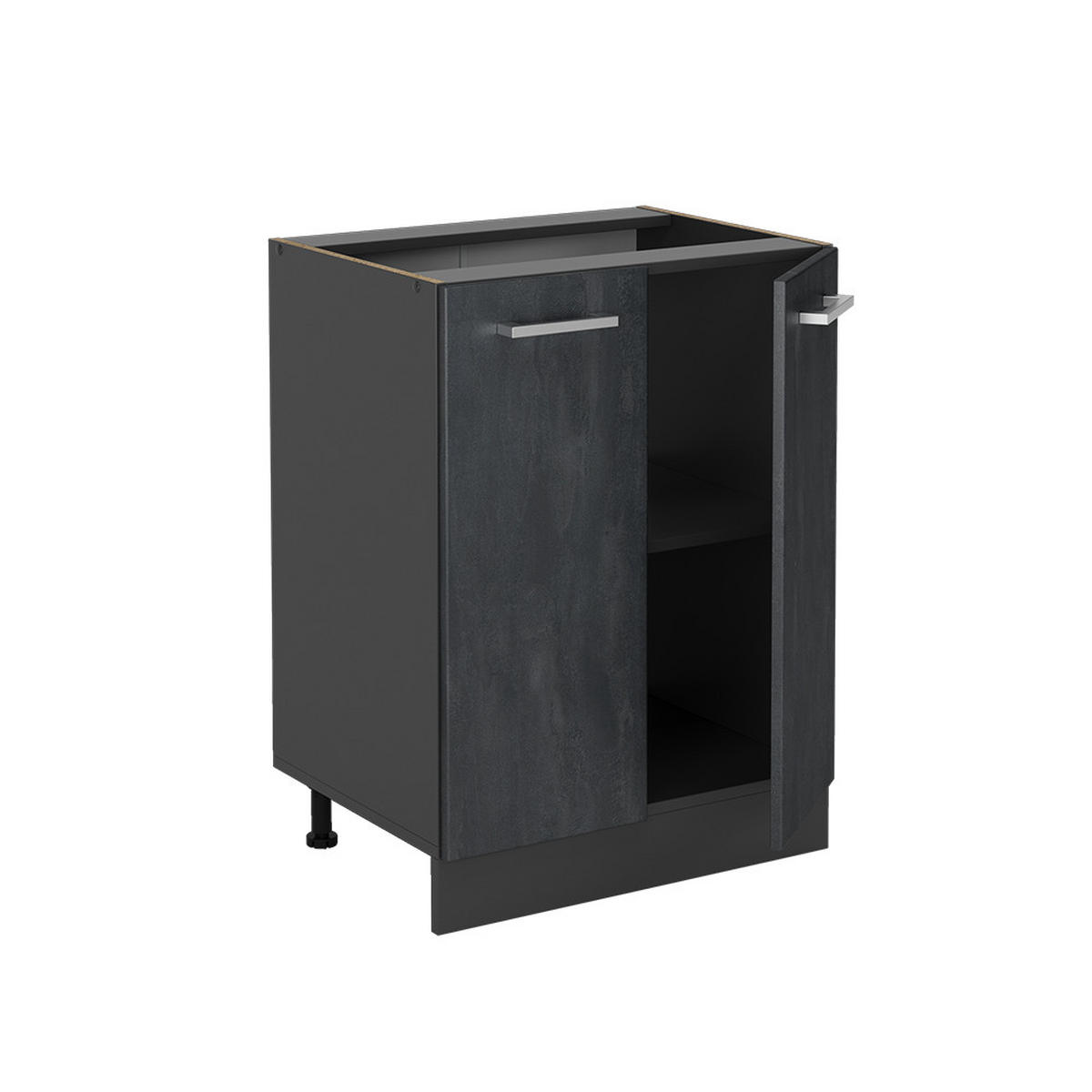 KÜCHENUNTERSCHRANK KÜCHENSCHRANK R-Line Schwarz Beton 60 cm AP Anthrazit - Anthrazit/Schwarz, Holzwerkstoff (60/81.6/60cm) - Vicco