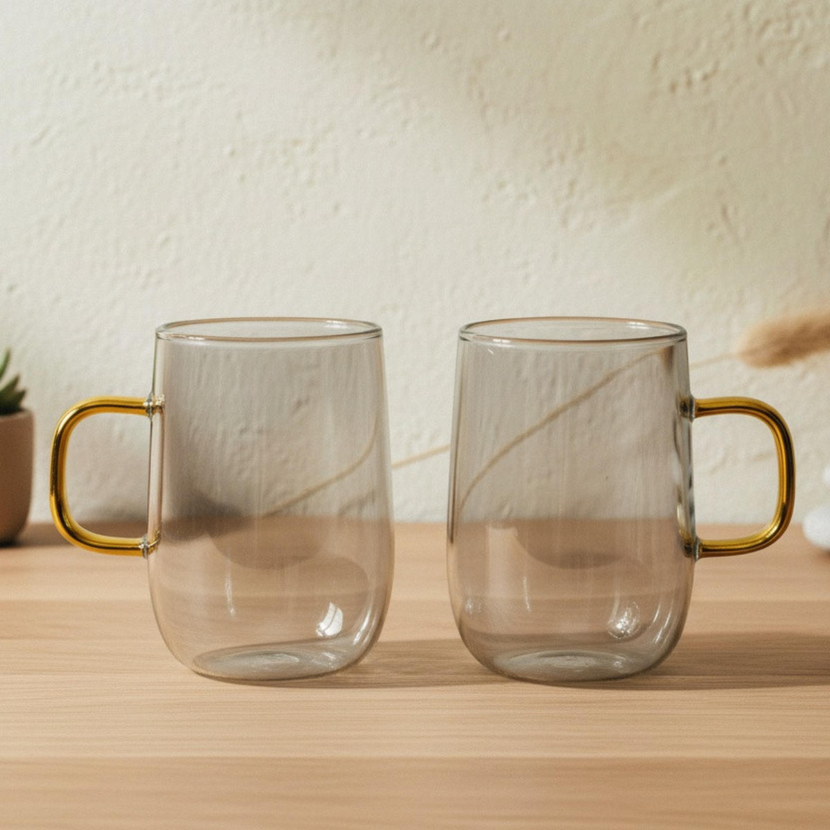 BECHER Peter 2er Set grau 10.5/7.5/11 cm Glas - Transparent, Glas (0.4L) - Mondex