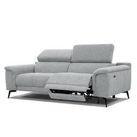 RELAXSOFA FIERO 3-Sitzer mit 1 Relaxfunktion, silberfarben - Silberfarben/Schwarz, Holzwerkstoff/Textil (212/82/103cm) - Courtois Laville