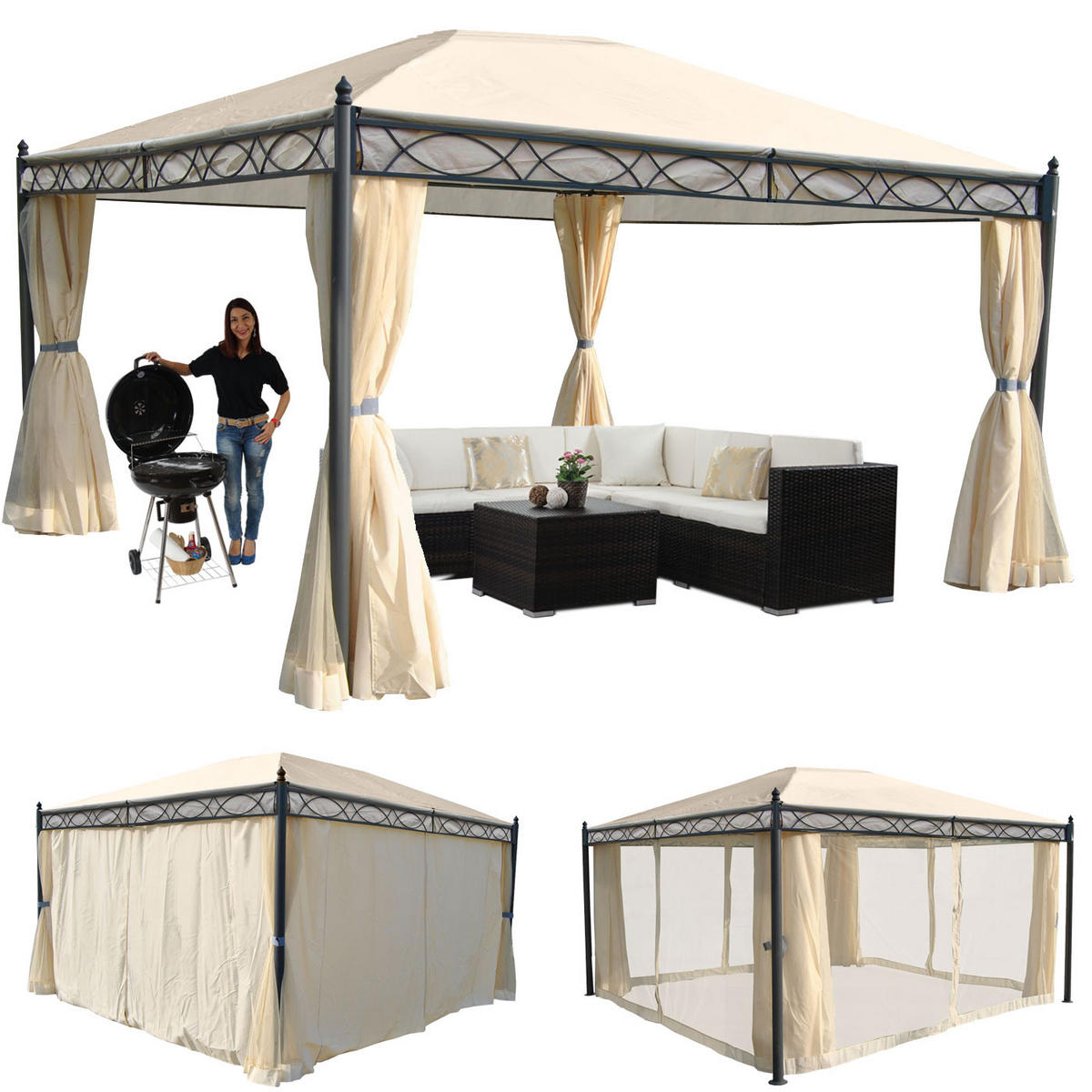 PERGOLA CALPE I Cremeweiß - Weiß, Metall (394/273/294cm) - MCW