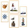 POSTER Set Mit 6 Ozean & Meereskomposition A3 & A4 Rahmen Aus Hellem Holz - Beige, Papier (29/3cm) - Nacnic