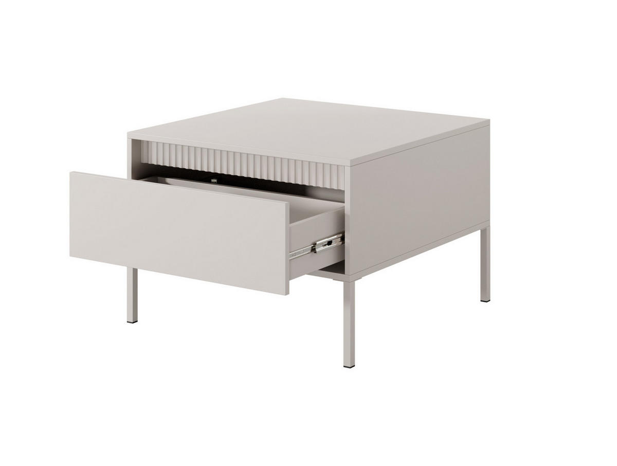 COUCHTISCH Ferrato F 68x68 cm Beige - mit 1 Schublade i Riffel-Detail - Beige, Holz/Holzwerkstoff (68/68/48cm) - Ravio