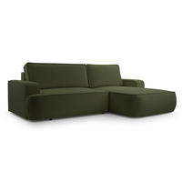 ECKSOFA L Form Ablia Dunkelgrün 267/168/87 cm mit Schlaffunktion R - Schwarz/Grün, Kunststoff/Textil (267/168cm) - AX Living