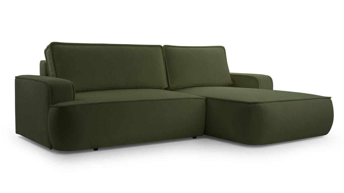 ECKSOFA L Form Ablia Dunkelgrün 267/168/87 cm mit Schlaffunktion R - Schwarz/Grün, Kunststoff/Textil (267/168cm) - AX Living