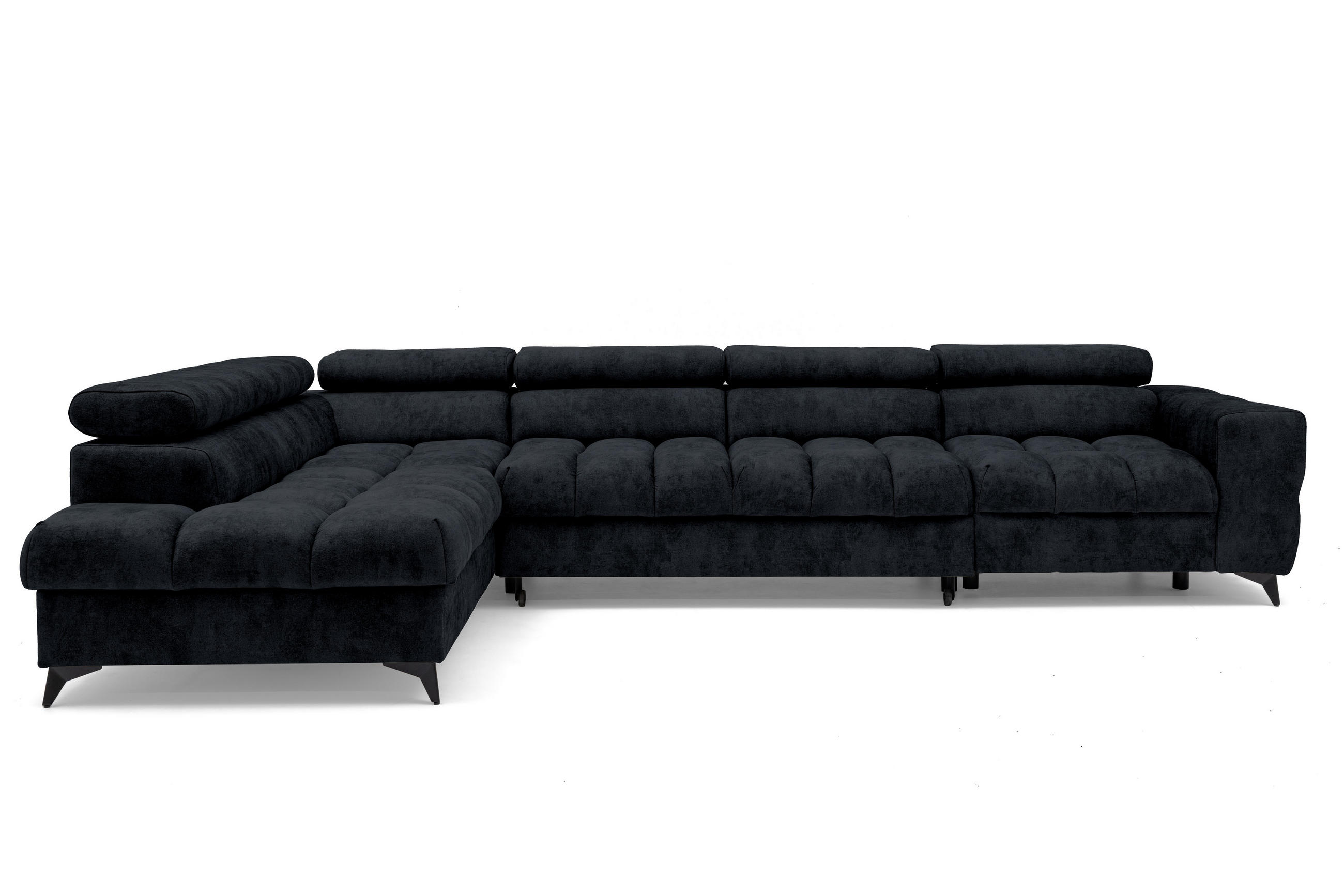 ECKSOFA Pudding Maxi mit Schlaffunktion und Bettkasten - Schwarz, Textil (350/203cm) - Muffo