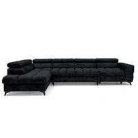 ECKSOFA Pudding Maxi mit Schlaffunktion und Bettkasten - Schwarz, Textil (350/203cm) - Muffo