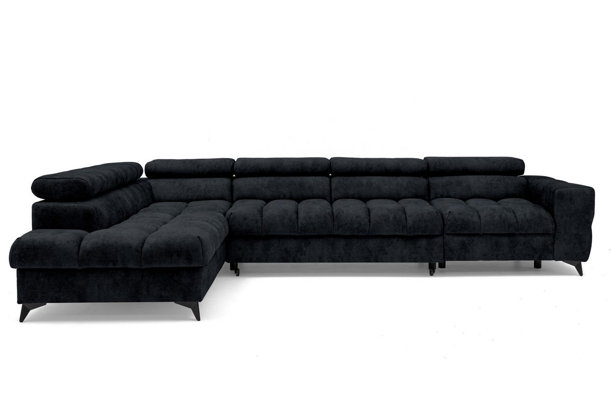 ECKSOFA Pudding Maxi mit Schlaffunktion und Bettkasten - Schwarz, Textil (350/203cm) - Muffo