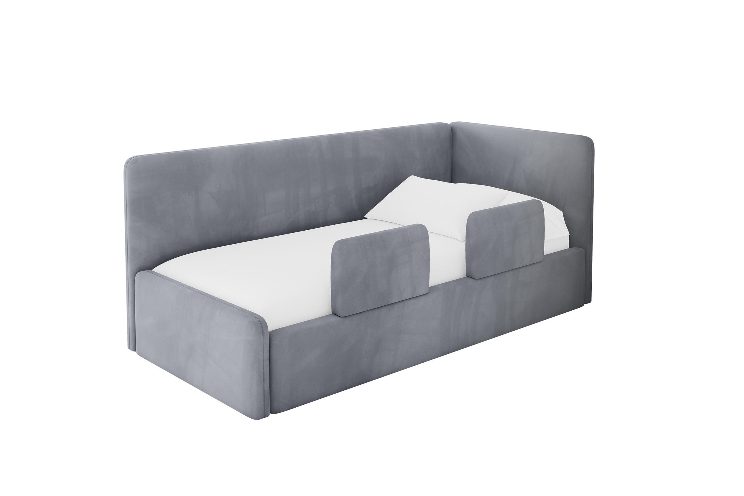 ALTDECOR JEDNOLŮŽKOVÁ POSTEL pro mládež s úložným prostorem, vlevo - NORY 90x200 šedá