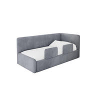 EINZELLBETT Jugendbett mit Bettkasten, Links - NORY 80x200 Grau - Grau, Holzwerkstoff/Textil (80/200cm) - ALTDECOR