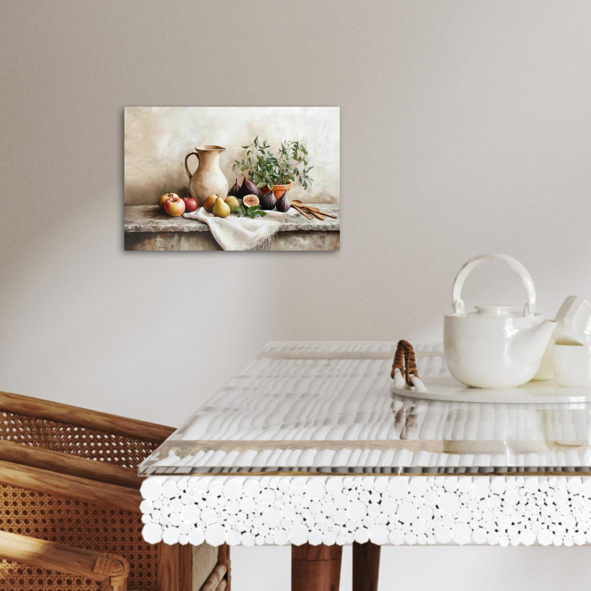 LEINWANDBILD Obst - Kräuter - Ländlich 30x20 cm - Naturfarben, Textil (30/20cm) - MuchoWow