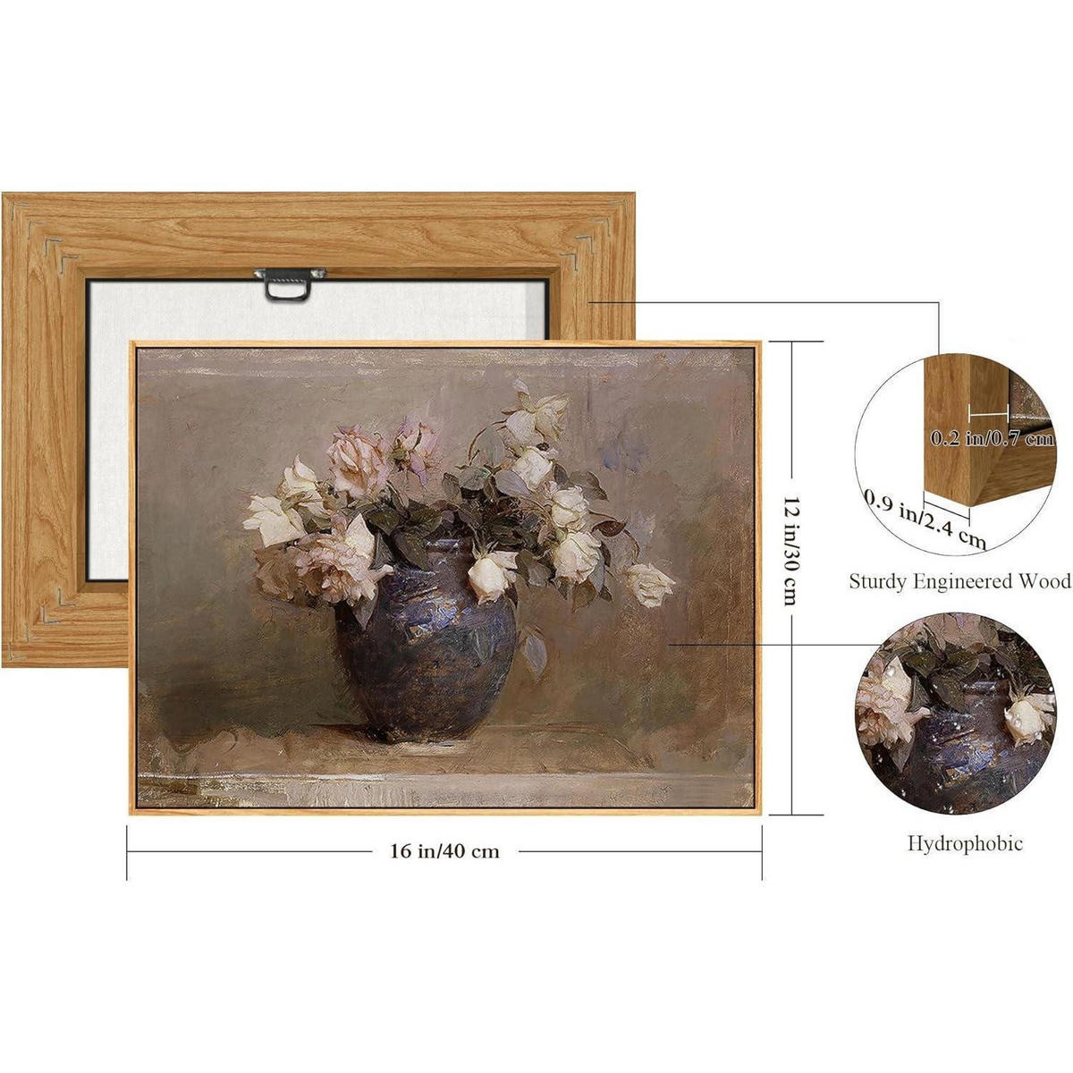 LEINWANDBILD Rosen in Vase Holzrahmen 30 x 40 cm - Multicolor, Holz (30/0.5cm)
