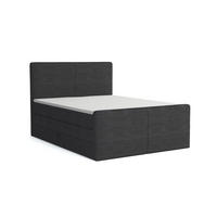 BOXBETT ROCKY 140/200 in Cord Anthrazit mit Doppelmatratzen H3 - Anthrazit, Holz/Holzwerkstoff (140/200cm) - Deine Möbel 24