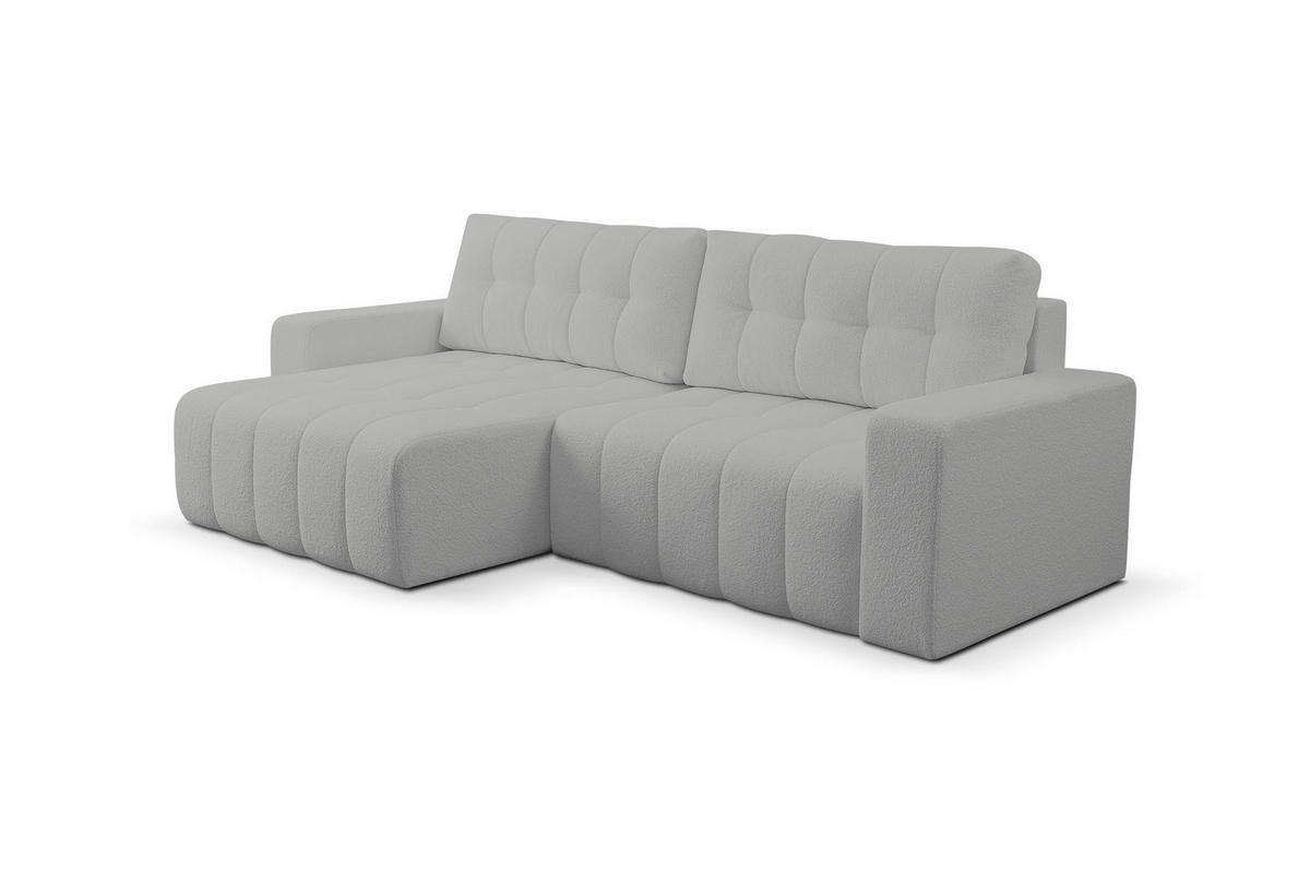 ECKSOFA Masina Hellgrau, Schlafsofa aus Veloursstoff - Hellgrau, Holzwerkstoff (245/143cm) - Bettso