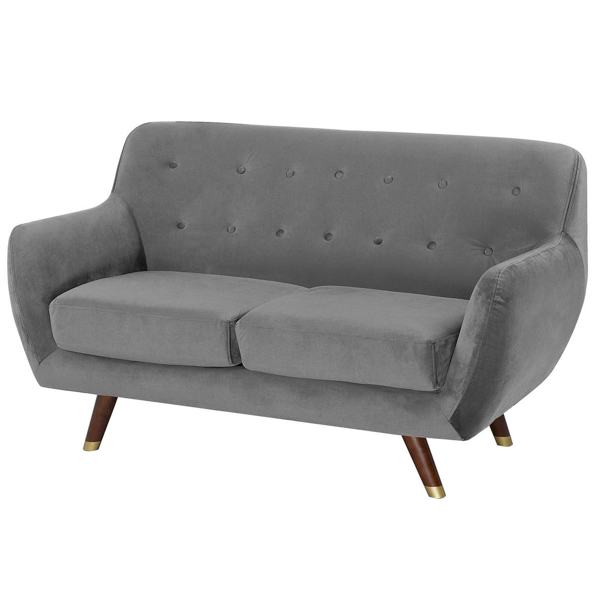 2-SITZER-SOFA Samtstoff Grau Bodo - Grau, Textil (148/85/84cm) - Beliani