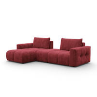 ECKSOFA VERONA 4-Sitzer LINKS, Dunkelrot - Schwarz/Dunkelrot, Holz/Textil (282/173cm) - Courtois Laville