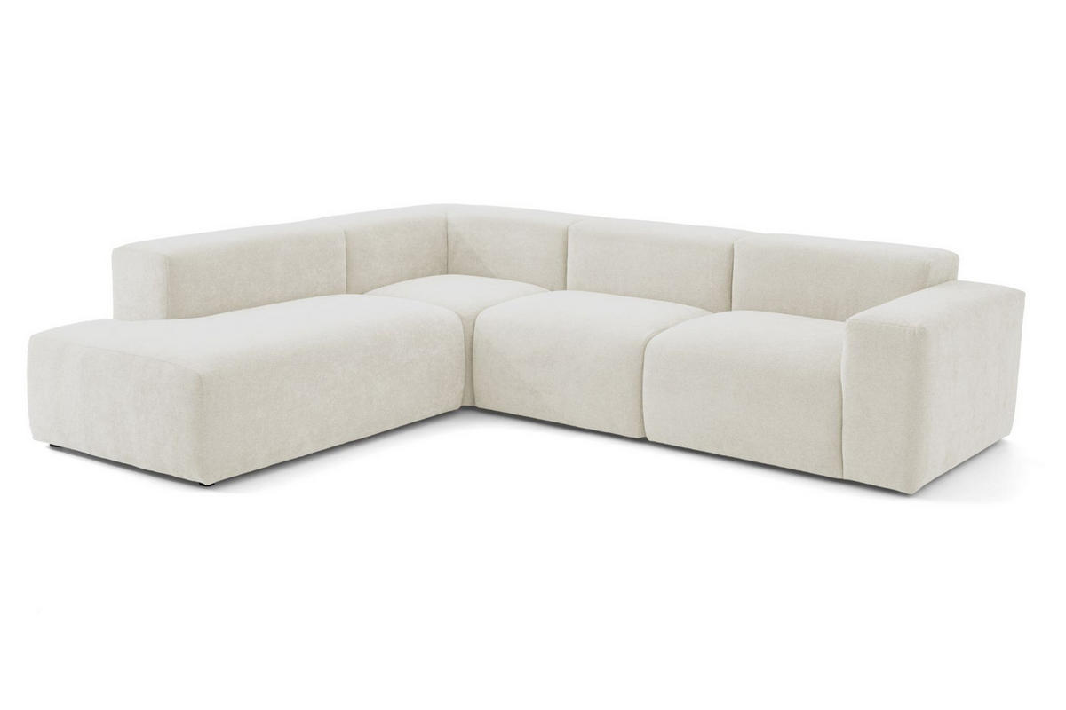 4-SITZER modulares Ecksofa HEAVEN SET 2 Links, Breite 300 cm Webstoff Weiß - Schwarz/Weiß, Holz/Kunststoff (300/245cm) - Muffo