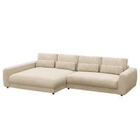 ECKSOFA mit XXL-Longchair - Beige/Schwarz, Kunststoff/Textil (323/182cm) - home24