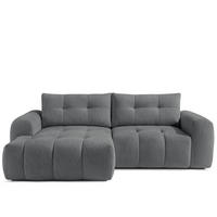 ECKSOFA LINKS RAVIA, Bouclé, Dunkelgrau - Dunkelgrau, Holz/Textil (256/104cm) - KONSIMO®