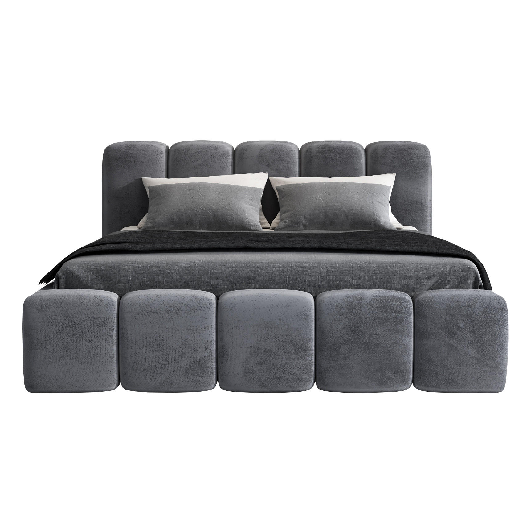 POLSTERBETT SONIC mit Matratze H2 180x200 Dunkelgrau - Dunkelgrau, Textil (180/200cm) - A&J MöbelLand