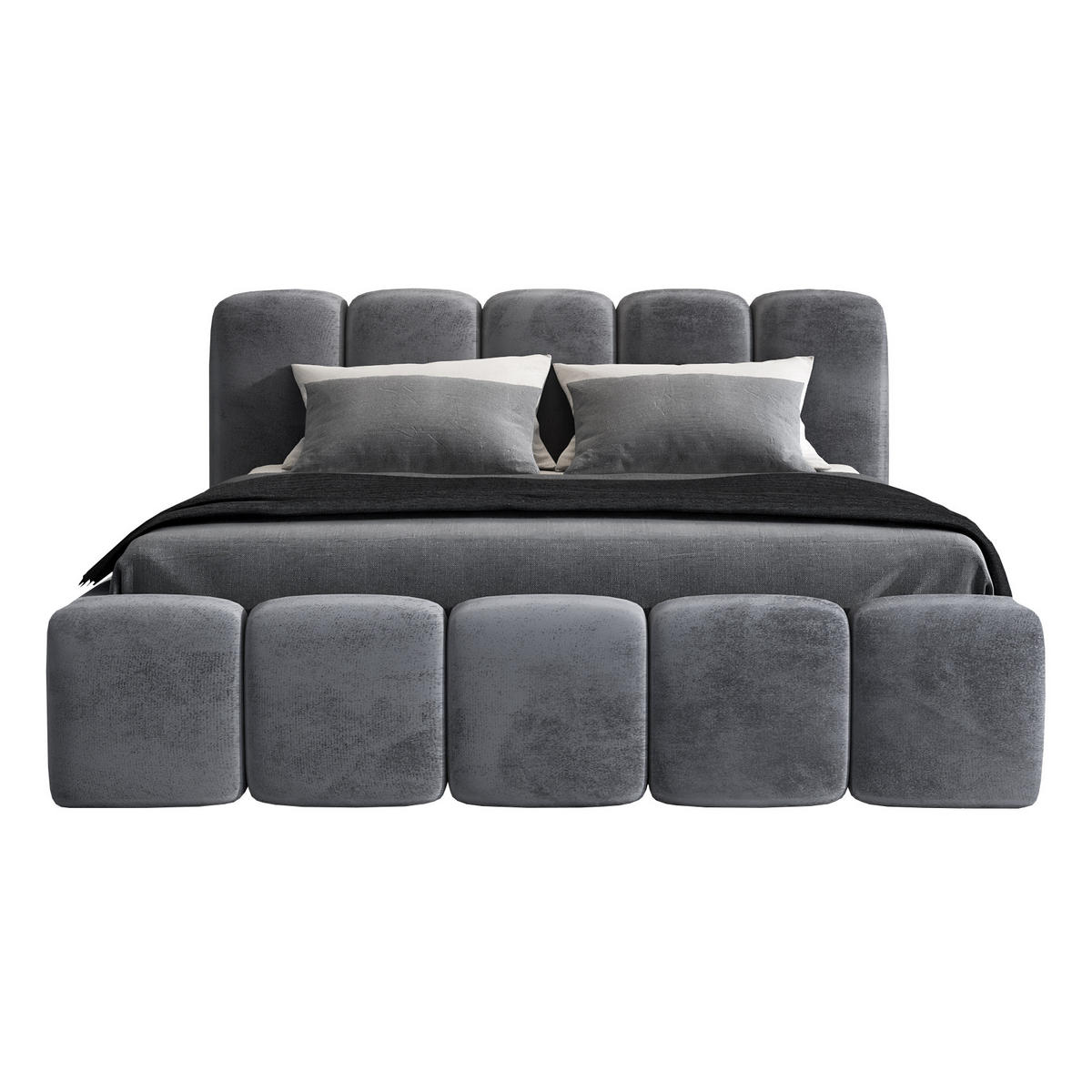 POLSTERBETT SONIC mit Matratze H2 180x200 Dunkelgrau - Dunkelgrau, Textil (180/200cm) - A&J MöbelLand