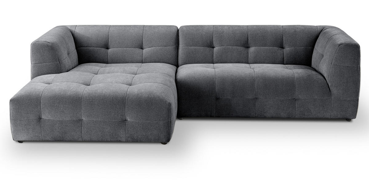 SOFA grau Webstoff 292 x 161 cm, Ecksofa 5-Sitzer, L-Sofa Ottomane links - Grau, Holz/Textil (292/161cm) - Inn.Furn