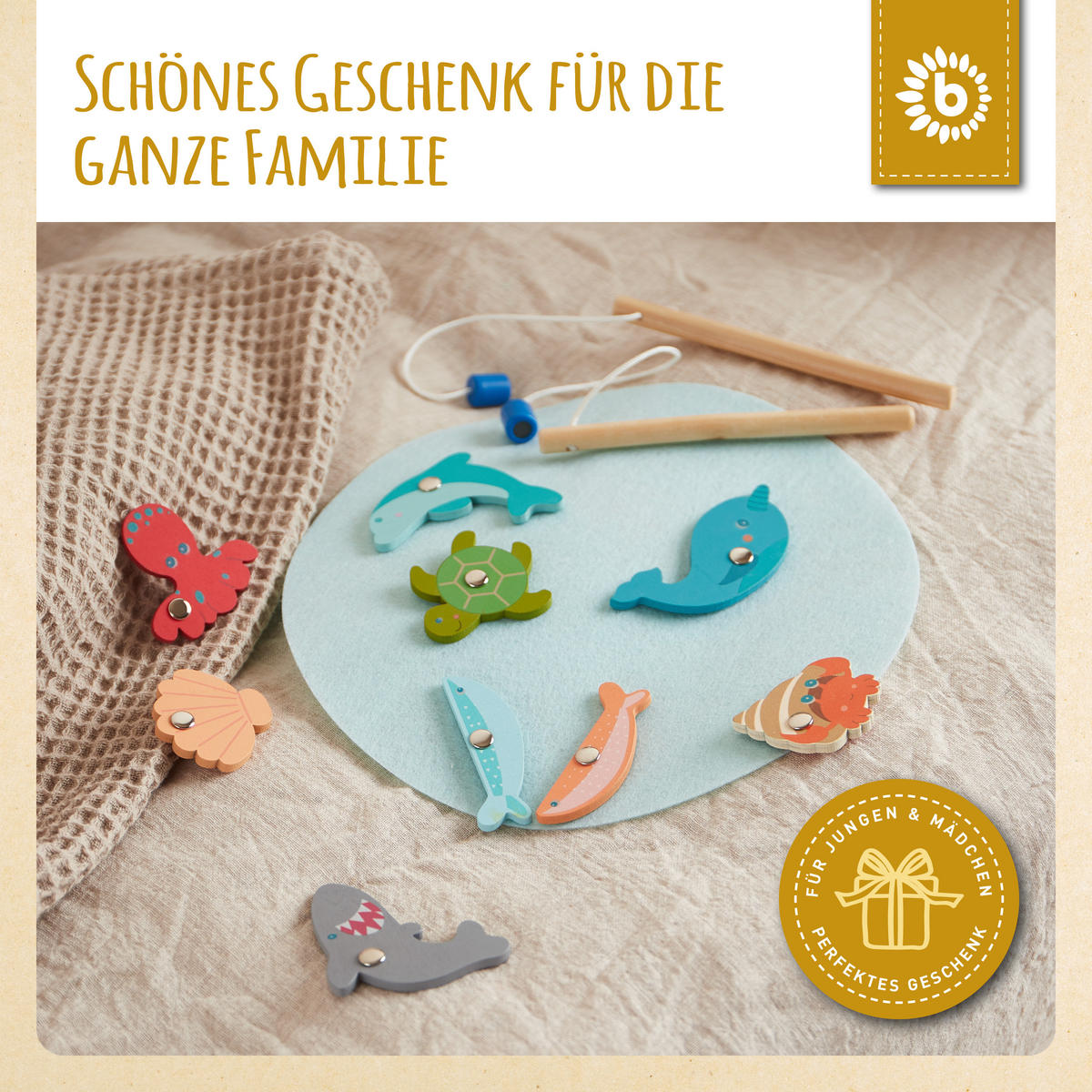MAGNET-SPIEL Fische Angeln - ab 12 Monat - Multicolor, Holz (5.2/5.2cm) - Bieco Spielwaren