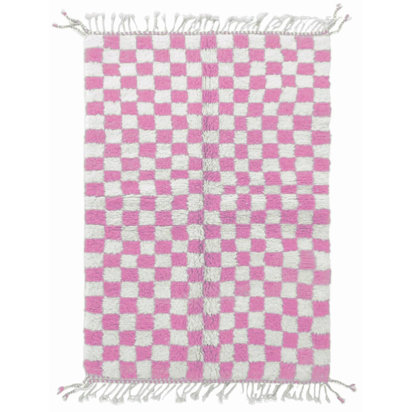 BERBERTEPPICH mit Karomuster aus Wolle 200x 300 cm - Pink, Naturmaterialien (200/300cm) - AFK Living