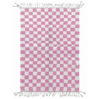 BERBERTEPPICH mit Karomuster aus Wolle 200x 300 cm - Pink, Naturmaterialien (200/300cm) - AFK Living