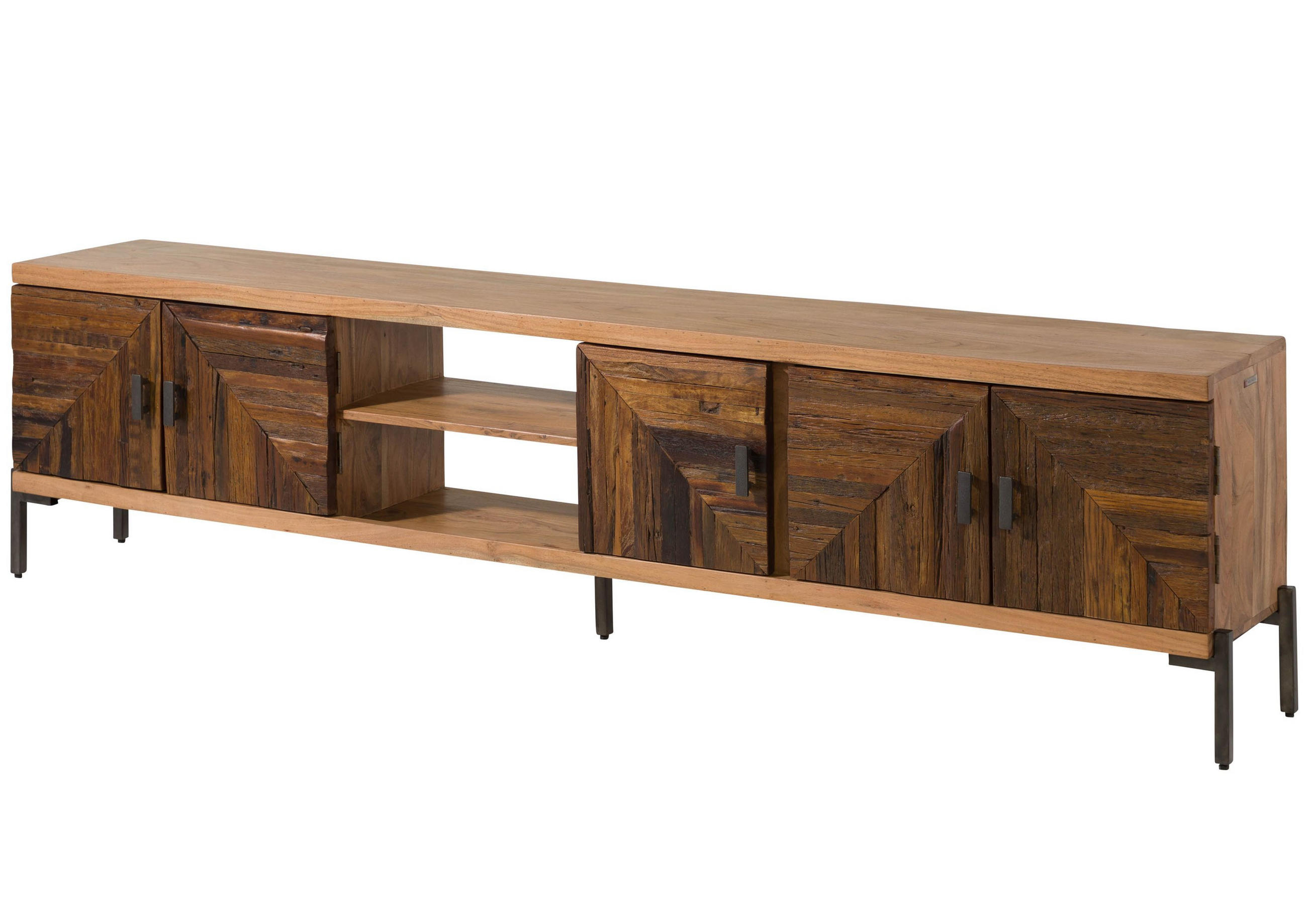 TV-BOARD Altholz 240x40x63 natur lackiert LYON #121 - Naturfarben, Holz (240/63/40cm) - Massivmoebel24