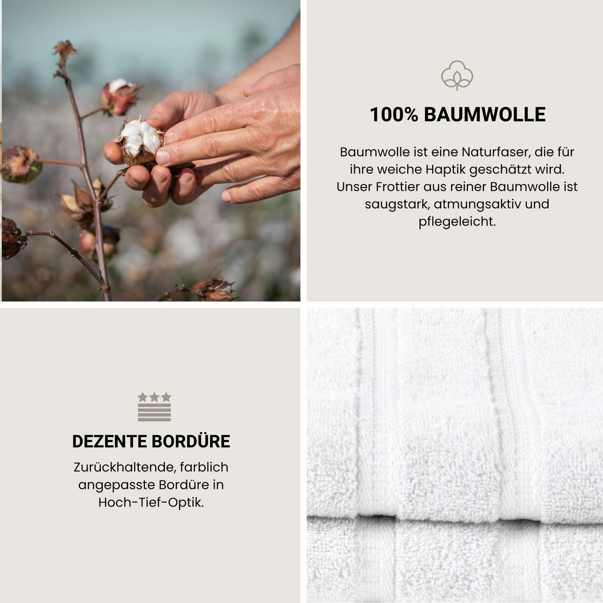 SCHIESSER Frottierset Las Palmas - 8-teilig - Weiß - Weiß, Textil (50/100cm) - SCHIESSER