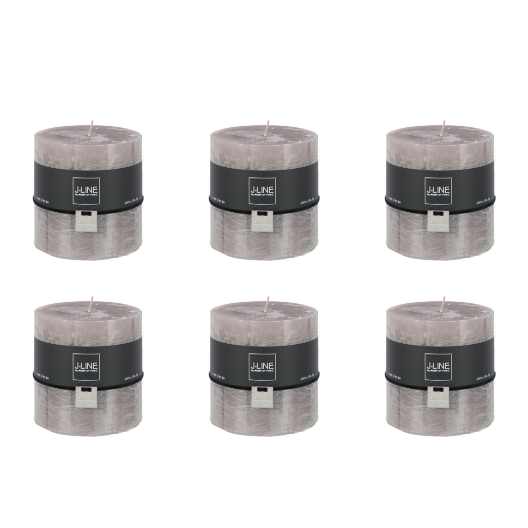 DUFTKERZE ZART - Glänzendes Grau - 64 Std. - 6er set - Grau, Paraffin (10/10cm) - J-Line