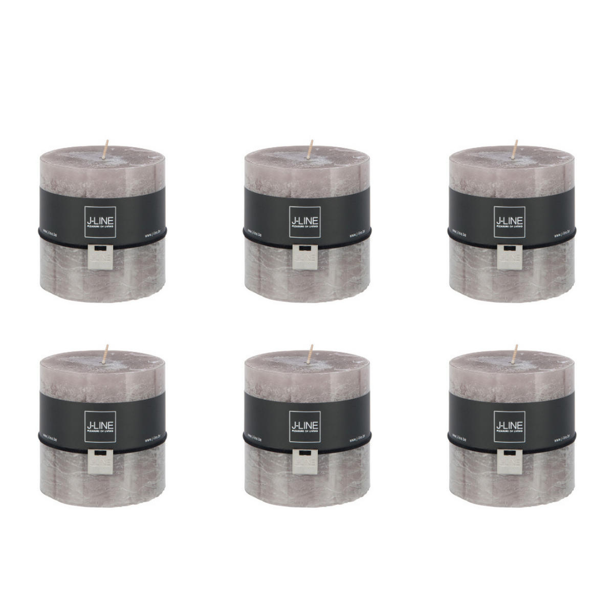 DUFTKERZE ZART - Glänzendes Grau - 64 Std. - 6er set - Grau, Paraffin (10/10cm) - J-Line