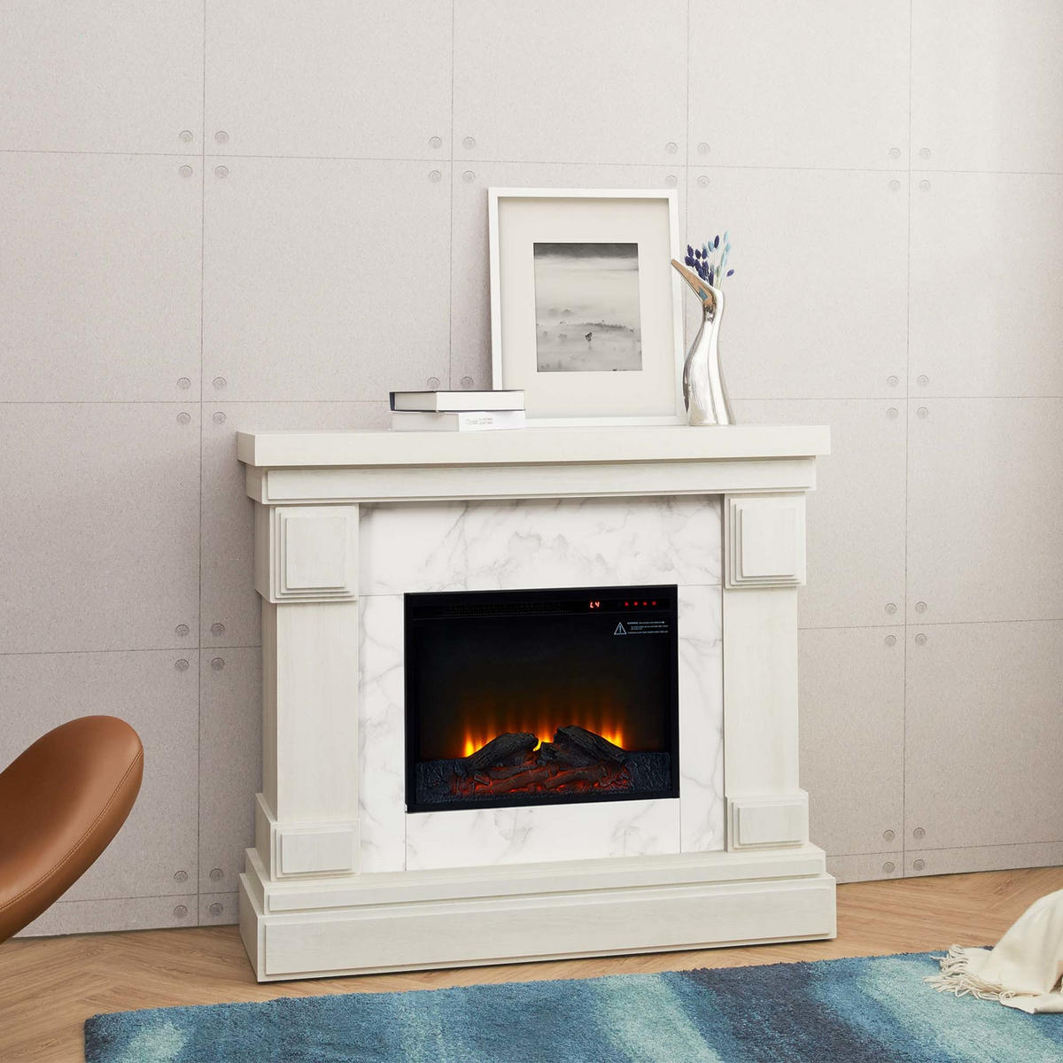 ELEKTROKAMIN Weiß - Weiß, Holzwerkstoff (39.4/108/108cm) - Teamson Home