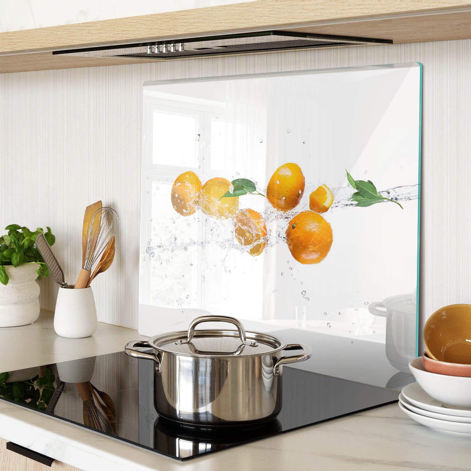 GLASPLATTE 60x52 cm Orangen und Wasser - Gelb, Glas (60/0.4/52cm) - TULUP