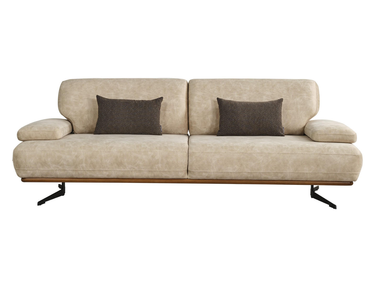 3-SITZER Sofa PEGASUS, Beige - Beige, Textil/Metall (245/90/105cm)