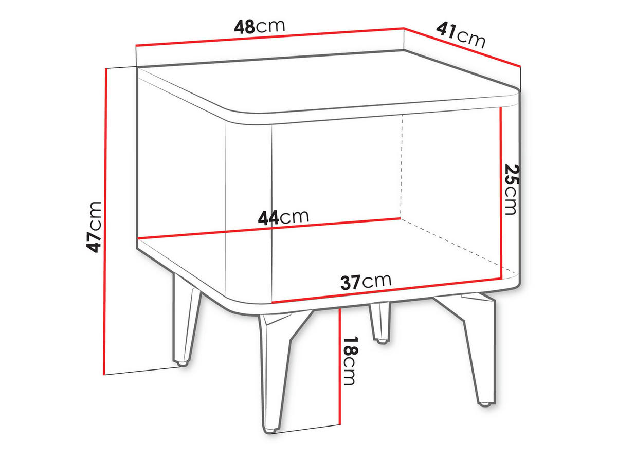 NACHTTISCH Aurena AU10 - Kaschmir/Nussbaumfarben, Holzwerkstoff/Metall (48/47/41cm) - MIRJAN24